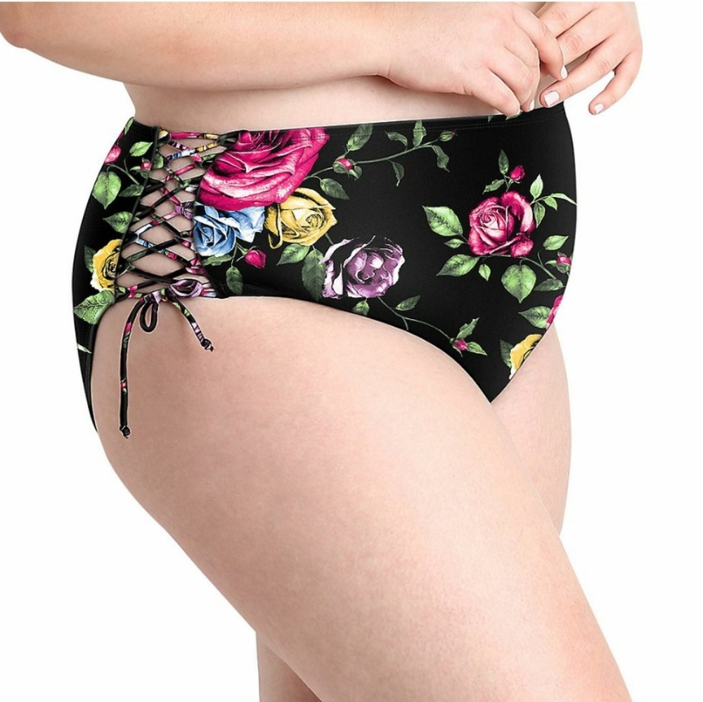High waisted tummy slimmer floral bikini bottoms